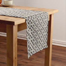 Caminho De Mesa Pequeno Preto, Cinza, Padrão Retro Estrela Verde