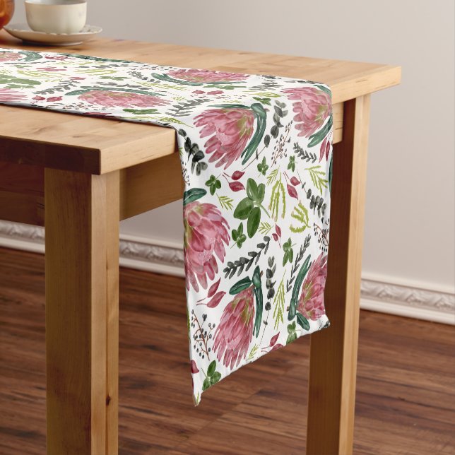 Caminho De Mesa Pequeno Protea Floral Watercolor Botânica (No Local)