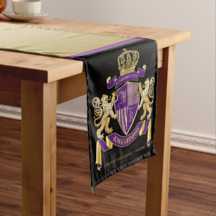 Caminho De Mesa Pequeno Protetor dourado do leão do emblema do monograma