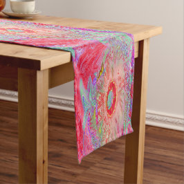 Caminho De Mesa Pequeno Psicodélico Retro Coral Arco-Íris Hibiscus