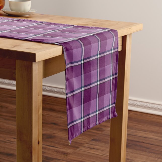 Caminho De Mesa Pequeno Purple and Trendy Pink Plaid (No Local)