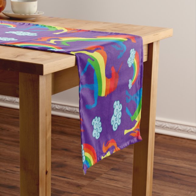 Caminho De Mesa Pequeno Rainbow Unicorns (No Local)