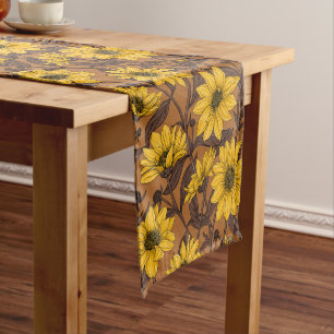 Caminho De Mesa Pequeno Raízes solares, girassol selvagem, amarelo e casta