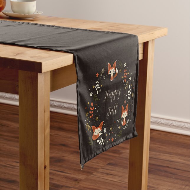 Caminho De Mesa Pequeno Raposas caindo com texto personalizável  (No Local)