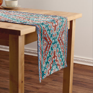 Caminho De Mesa Pequeno Red Blue Teal Indígenas Americanos Navajo