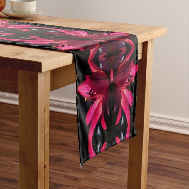 Caminho De Mesa Pequeno Red Lily Flower Abstrato Art (No Local)