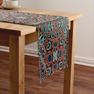 Caminho De Mesa Pequeno Red Orange Blue Aqua Turquoise Hip Bohemian Art
