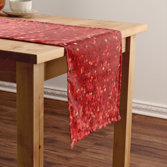 Caminho De Mesa Pequeno Red sparkling glitter pattern (No Local)