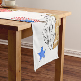 Caminho De Mesa Pequeno Red White Blue Flag Star Patriótico