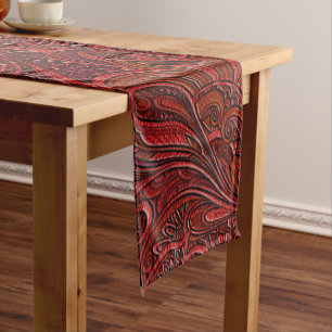 Caminho De Mesa Pequeno Redemoinho floral oriental elegante no couro