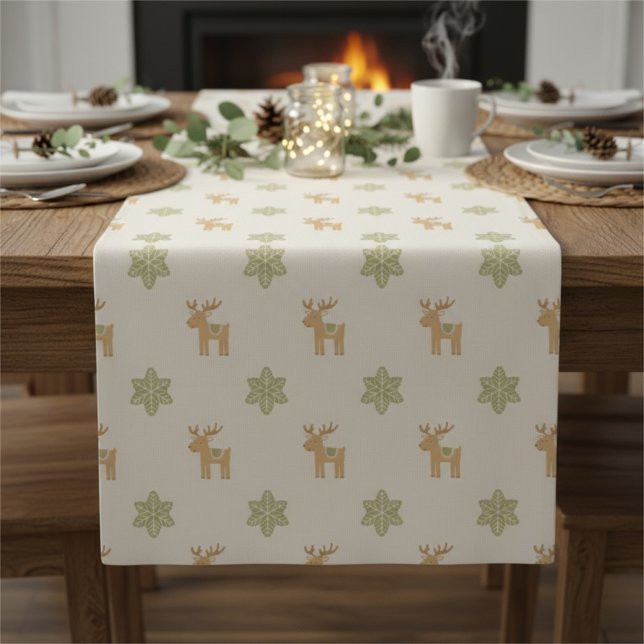 Caminho De Mesa Pequeno Reindeer Christmas Table Runner Holiday (Criador carregado)