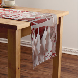 Caminho De Mesa Pequeno Reindeers 3D e Pessoas na aldeia