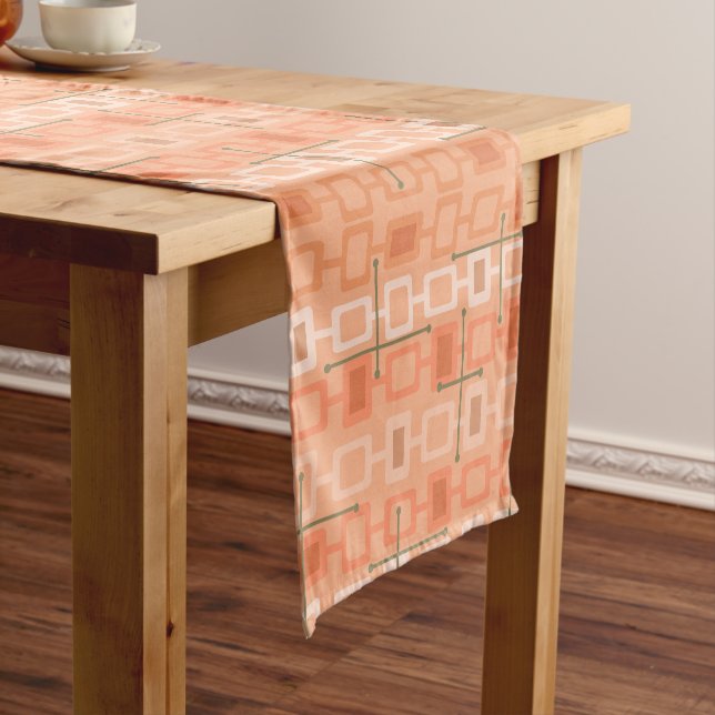 Caminho De Mesa Pequeno Retro 1950s Geometric Pattern Orange (No Local)