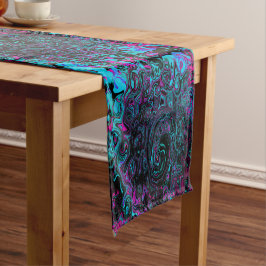 Caminho De Mesa Pequeno Retro Aqua Magenta e Abstrato preto