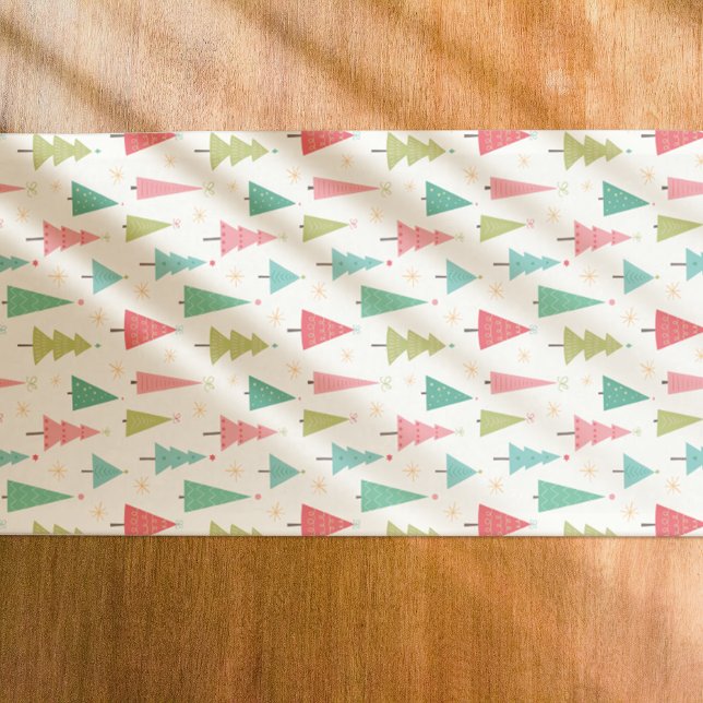 Caminho De Mesa Pequeno Retrô Feliz Natal Árvores Divertidas Padrão de Fér (Runner on table)