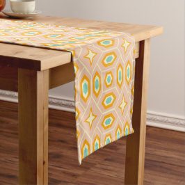 Caminho De Mesa Pequeno Retro geometric pattern with hexagons and stars