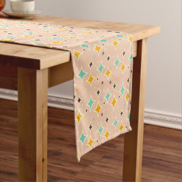 Caminho De Mesa Pequeno Retro geometric pattern with teal, orange, black