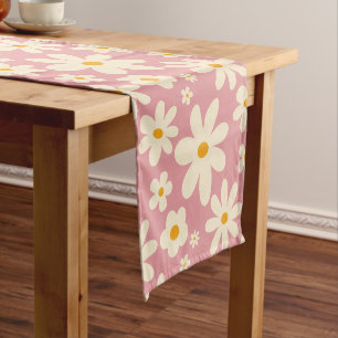 Caminho De Mesa Pequeno Retro-margarida cor-de-rosa