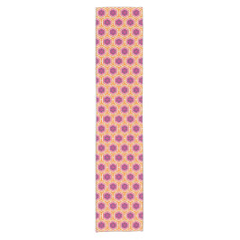 Caminho De Mesa Pequeno Retro Pink and Orange Modern Geometric Pattern