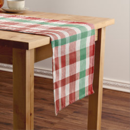 Caminho De Mesa Pequeno Retro Vintage Red Green Textured Plaid 