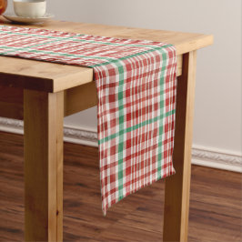 Caminho De Mesa Pequeno Retro Vintage Red Green Textured Plaid 
