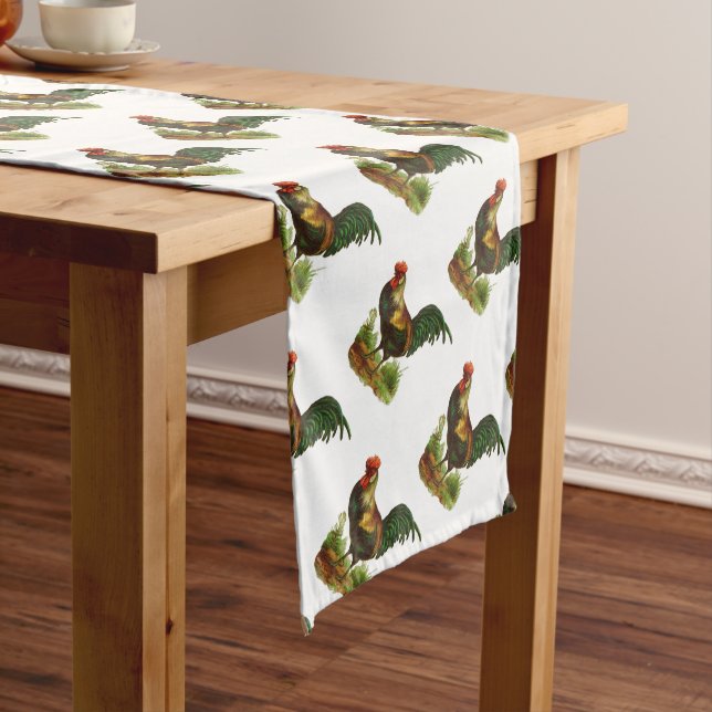 Caminho De Mesa Pequeno Rooster Design Farmhouse Mesa Runner (No Local)