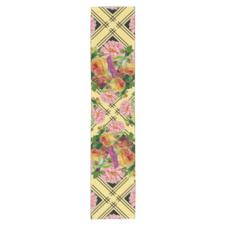 Caminho De Mesa Pequeno Rosa rosa-rosa e amarela Trellis Nature Design