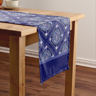 Caminho De Mesa Pequeno Rosace Azul