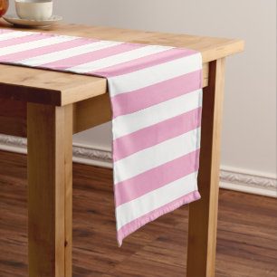 Caminho De Mesa Pequeno Rosas claro Chic Elegante Clássica e White Striped