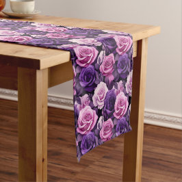 Caminho De Mesa Pequeno Rosas Rosa e Roxo