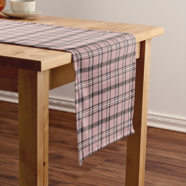 Caminho De Mesa Pequeno Rose Pink Black Plaid Classic Pattern (No Local)