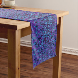 Caminho De Mesa Pequeno Roxo Legal e Azul Tinta Dye Ondas Retrô Abstratas