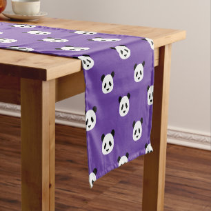 Caminho De Mesa Pequeno Roxo Real - Padrão de Panda Minimalista
