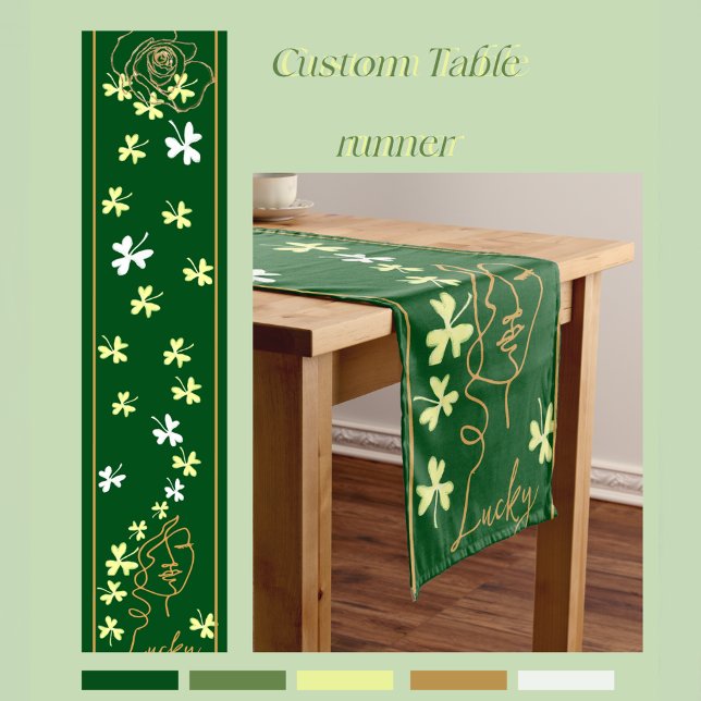 Caminho De Mesa Pequeno Rua de Shamrock, dia de Patrick (Lucky Shamrock St. Patrick's Day Short Table Runner)