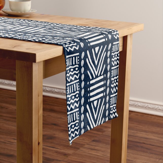 Caminho De Mesa Pequeno Runner de Mesa Afro-Azul Denim Bogolan (No Local)