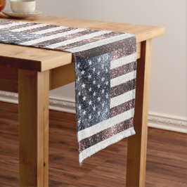 Caminho De Mesa Pequeno Rustic Red White Blue Sparkles bandeira dos EUA