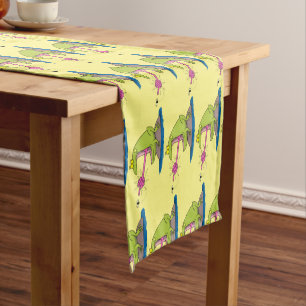 Caminho De Mesa Pequeno Sapo engraçado e desenho animado