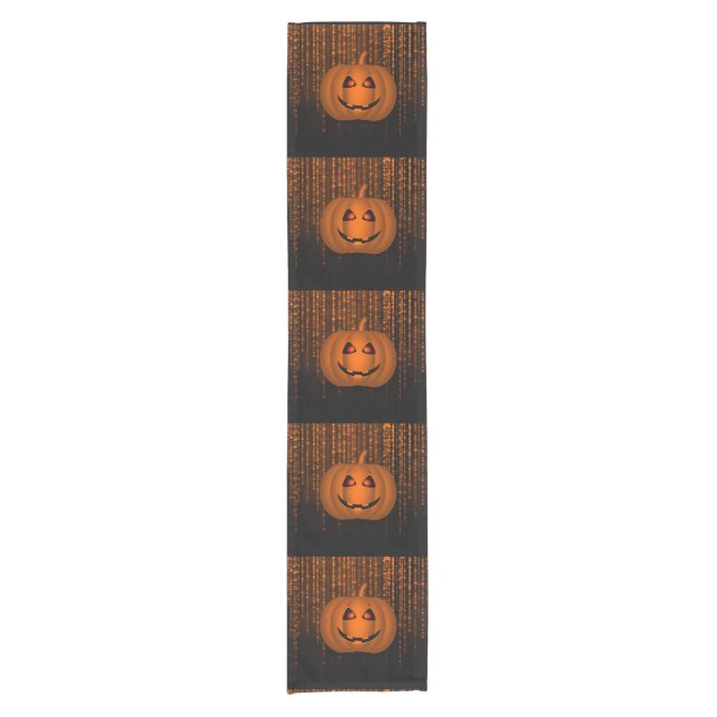 Caminho De Mesa Pequeno Shiny Pumpkins Orange String Lights Mesa Runner (Frente)