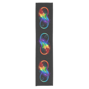 Caminho De Mesa Pequeno Símbolo infinito com pena de arco-íris