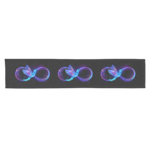 Caminho De Mesa Pequeno Símbolo Neon Infinity com Hummingbird brilhante