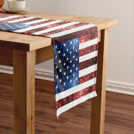 Caminho De Mesa Pequeno Sinalizador americano vermelho e azul brilha