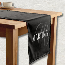 Caminho De Mesa Pequeno Sobrenome Personalizado Elegante Preto | Nome