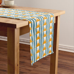 Caminho De Mesa Pequeno Solos Amarelos Laranja em Stripes Teais