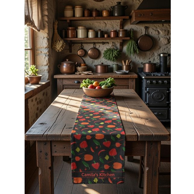 Caminho De Mesa Pequeno Spicy Chili Pepper Pattern Personalized  (Criador carregado)