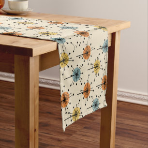 Caminho De Mesa Pequeno Sputnik Starburst Flowers Retro