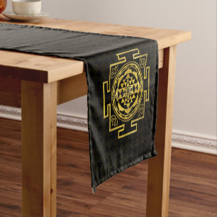Caminho De Mesa Pequeno Sri dourado Yantra/Sri Chakra