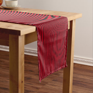 Caminho De Mesa Pequeno Stripes Negra e Vermelha