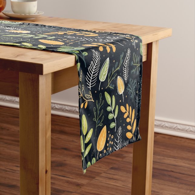 Caminho De Mesa Pequeno Stylish Green and Yellow Foliage Pattern  (No Local)