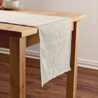 Caminho De Mesa Pequeno Suave Floral de Gaura em Aquarela Marfim