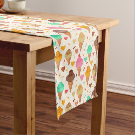 Caminho De Mesa Pequeno Sundae de Sorvete Colorido com Corações